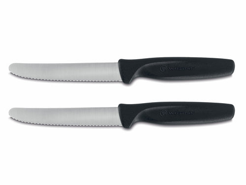Gezackte Schälmesser, 2 Stück, Schwarz, 10 cm