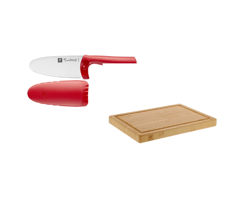 Keukenprinsesje Starterpack Zwilling Twinny Kindermes Rood en Bamboe Snijplank