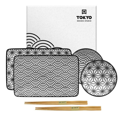 Nippon Black Sushi Servies Porselein - 6-delig - 2-persoons