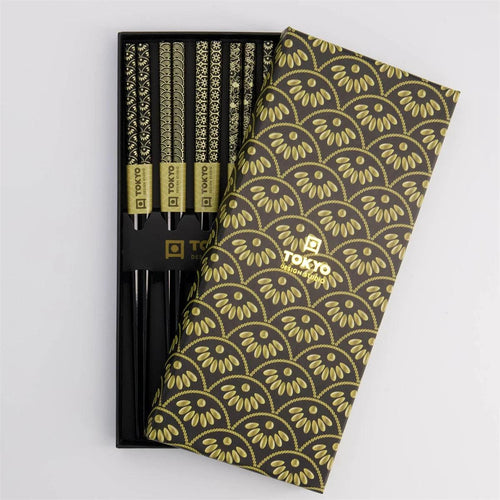 Eetstokjes 'Black Gold' set van 5