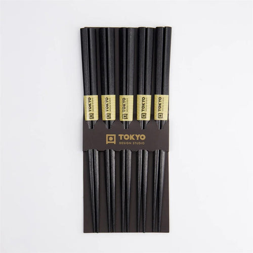 Eetstokjes 'Zwart Hout' set van 5
