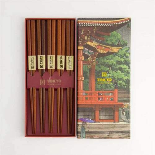 Eetstokjes 'Plain Brown' set van 5