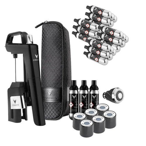 Coravin Timeless Six+ Weinkonservierungssystem – Klavier-Schwarz + 24 Pure Kapseln