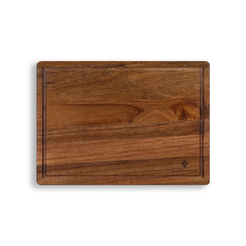 SOPHIOR Schneidebrett aus Akazienholz mit Saftrille 35x25x2,5cm