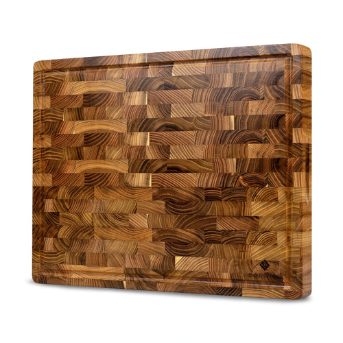 SOPHIOR Hackblock Teakholz mit Saftrille 45x35x4cm