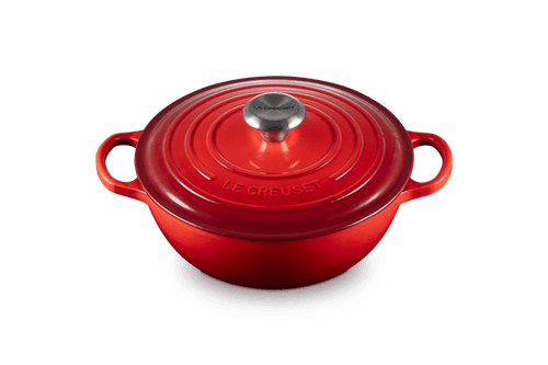 Le Creuset Marmite Braadpan Signature Zwart Interieur 'Kersenrood' Ø24cm / 3.1L
