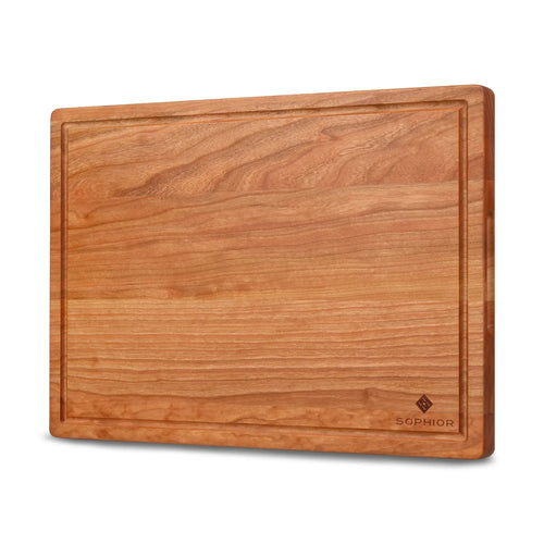 SOPHIOR Kirschholz-Schneidebrett mit Saftrille – Groß 42x30x2,5cm