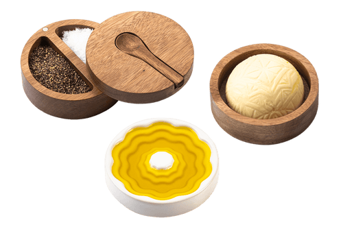 Laguiole-Art de Vie: Olivenölgericht mit Butter und Salz/Pfeffer