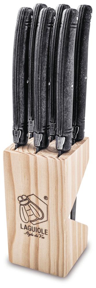 Laguiole Style de Vie Steakmessen Steakmessen Black Stonewash 'Premium Line' 8718719303924 1.8PremBlackStone afbeelding
