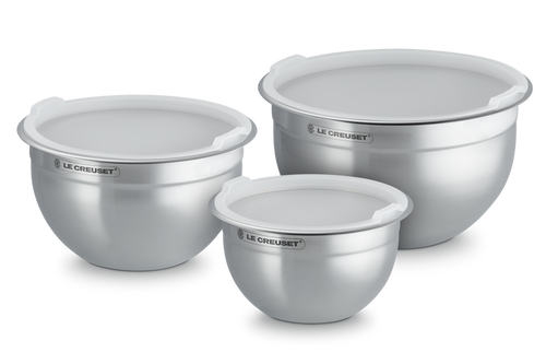 Le Creuset Rührschüsseln mit Deckel, Edelstahl, 3-teilig