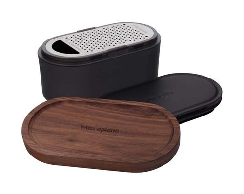 Microplane Behälterreibe 'Anthrazit-Walnuss'