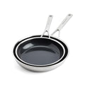 KitchenAid Koekenpannenset 24/28cm Tri-ply RVS met keramische anti-aanbaklaag