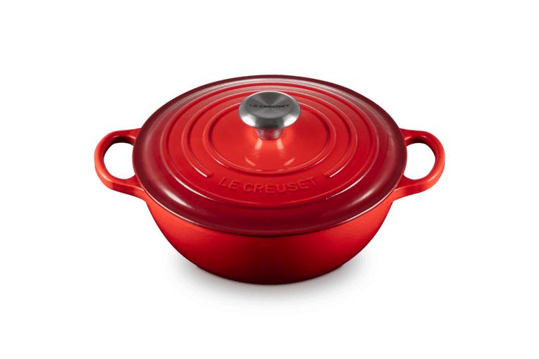 Le Creuset Marmite Braadpan Signature Zwart Interieur 'Kersenrood' Ø24cm / 3.1L