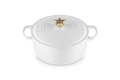 Le Creuset Schmortopf mit Weihnachtsbaum-Relief, weiß, Ø 24 cm / 4,2 l