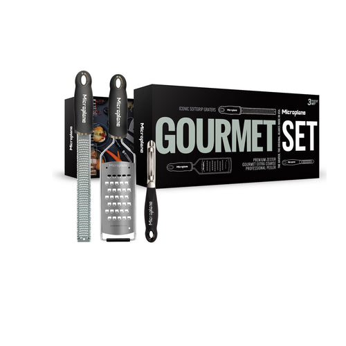Microplane-Reibe und Sparschäler-Set, 3-teilig, „Gourmet“