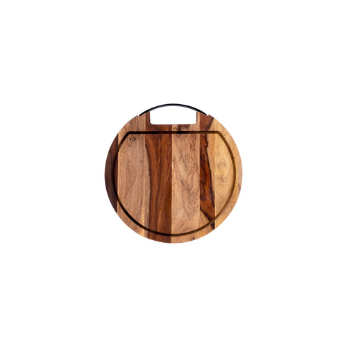 Servierbrett aus reinem Rosenholz, rund, mit Saftrille, Ø 30 cm