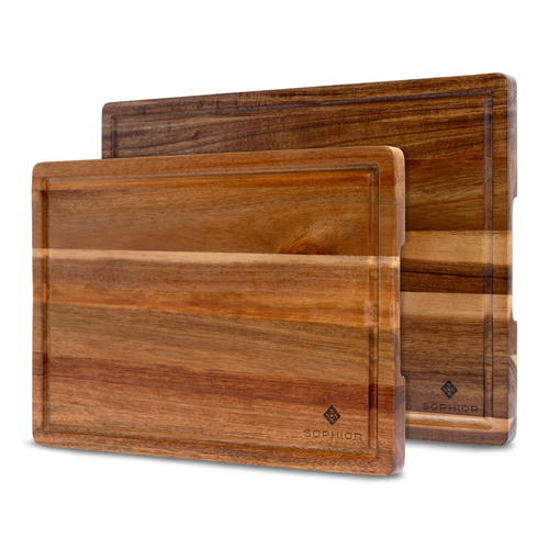 SOPHIOR Snijplankenset Acacia - Met Sapgeul en Handvaten 42×35×2 cm & 35×25×2 cm