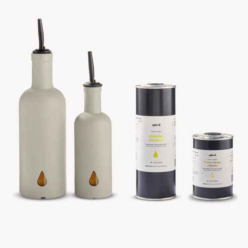Spic'd Olivenölflaschen „Warm Clay“ mit Olivenöl, 450 ml &amp; 200 ml