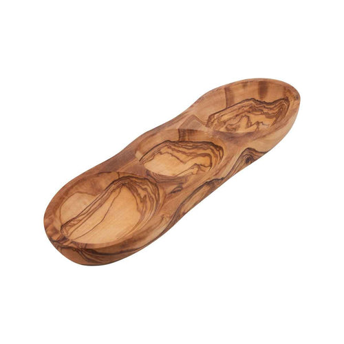 Schalen und Teller, Olivenholz-Trinkset, groß, länglich