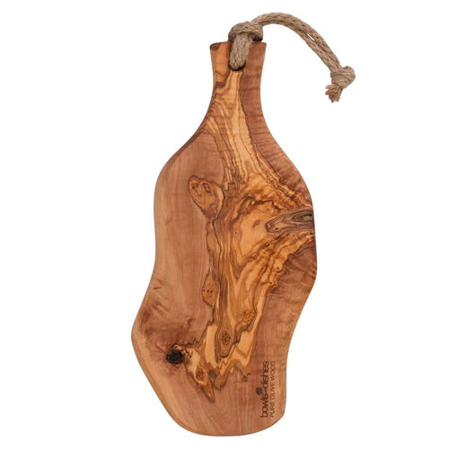 Servierbrett Rustique aus Olivenholz mit Griff, 40-45 cm
