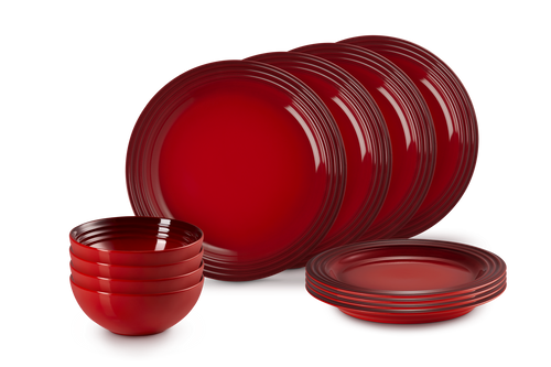 Le Creuset 12-teiliges Geschirrset – 4 Personen „Kirschrot“
