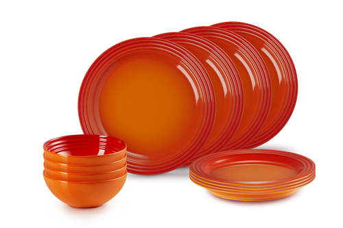 Le Creuset 12-teiliges Geschirrset – 4 Personen „Orangerot“