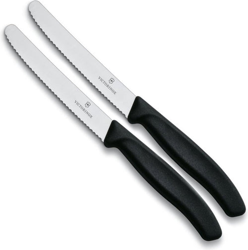 Victorinox Tomatenmesser mit Wellenschliff, 2 Stück, Schwarz