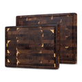 SOPHIOR Schneidebrett-Set Akazie mit Saftrille und Griffen – 42×35×2,5 cm & 35×25×2,5 cm
