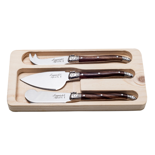 Laguiole-Käsemesserset, 3-teilig, dunkles Holz, Premium