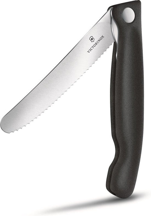 Victorinox Klappbares Tomatenmesser mit Wellenschliff 11 cm 'Swiss Classic Black'