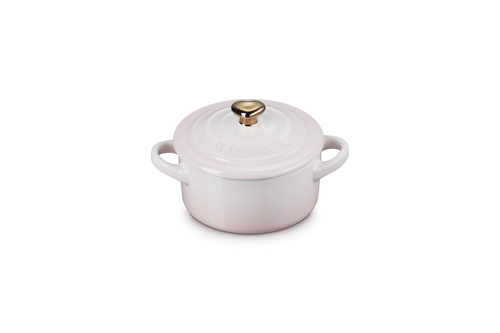 Le Creuset Mini-Schmorpfanne mit Herzknopf Ø10cm / 0,25L 'Muschelrosa'