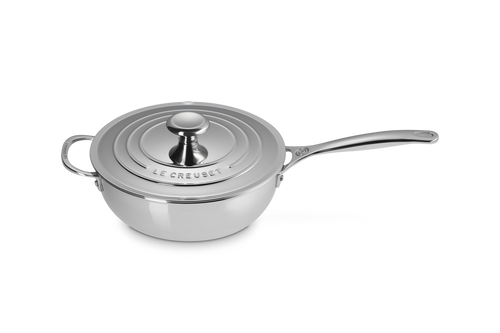 Le Creuset Konische Bratpfanne / Chefpfanne mit Antihaftbeschichtung Ø24cm / 3,3L 'Stainless Steel Signature'