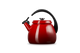 Le Creuset Pfeifender Wasserkocher 2,1 l mit Glasglocke, Farbe: Kirschrot
