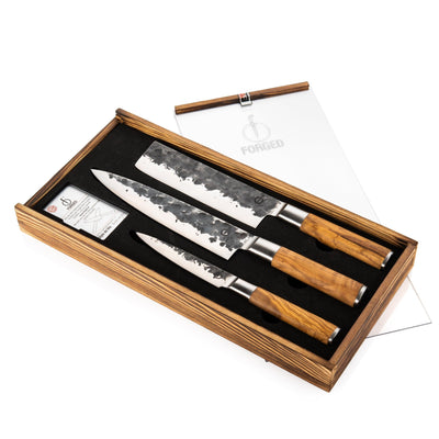Geschmiedetes 3-teiliges Messerset Olive